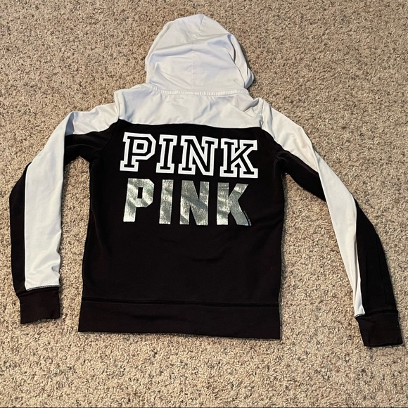 WOMEN’S BLACK AND WHITE PINK ZIP UP - Picture 5 of 5